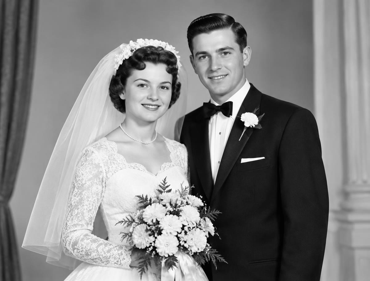 Restored: a 1950s wedding portrait